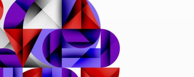 Katmanlı daireler ve açısal segmentlerle modern soyut kompozisyon gradyan, şeffaflık efektleri ve yapılandırılmış geometrik düzen içerir.