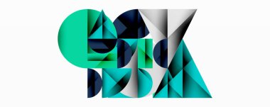 Katmanlı daireler ve açısal segmentlerle modern soyut kompozisyon gradyan, şeffaflık efektleri ve yapılandırılmış geometrik düzen içerir.