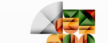 Katmanlı daireler ve açısal segmentlerle modern soyut kompozisyon gradyan, şeffaflık efektleri ve yapılandırılmış geometrik düzen içerir.