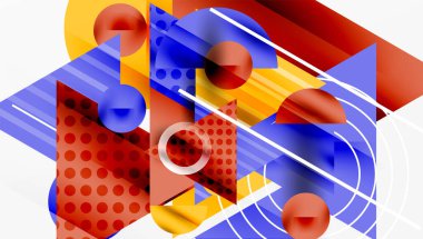 Üstüste binen Şeffaf Üçgenler ve Çemberlerle Modern Soyut Tasarım