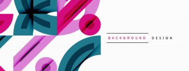 Dairesel ve yuvarlak elementlerin yer aldığı soyut geometrik arkaplan. Kalın kontrast, pürüzsüz gradyanlar, dinamik kompozisyon, fütüristik stil