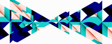 Birleştirilmiş açısal ve eğri şekilli soyut geometrik çizimler, pürüzsüz eğimli dinamik bileşimler ve kalın karşıtlıklar