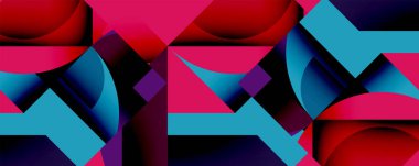 Birbirine kenetlenmiş dairesel ve açısal şekillerle soyut geometrik bileşim, pürüzsüz gradyanlar ve beyaz arkaplan üzerinde keskin karşıtlıklar