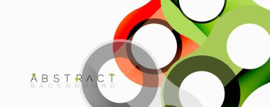 Üst üste binen dairesel ve tüp şekilli soyut daire ögesi bileşimi, pürüzsüz gradyanlar, şeffaflık efektleri ve dinamik katman