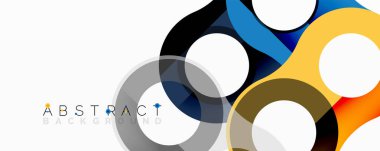 Üst üste binen dairesel ve tüp şekilli soyut daire ögesi bileşimi, pürüzsüz gradyanlar, şeffaflık efektleri ve dinamik katman