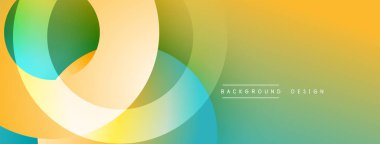 Üst üste binen dairesel şekillere sahip arka plan tasarımı, pürüzsüz gradyanlar ve yumuşak ışıklandırma efektleri, dinamik soyut bir kompozisyon oluşturur