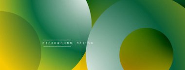 Katmanlı dairesel şekiller canlı renklerde, düzgün geçiş, derinlik efektleri ve modern, fütürist estetiğe sahip, gradyan açısından zengin soyut bir tasarım oluşturur.