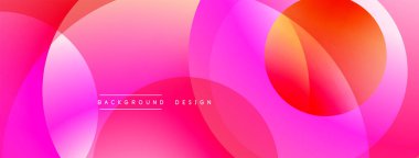 Katmanlı dairesel şekiller canlı renklerde, düzgün geçiş, derinlik efektleri ve modern, fütürist estetiğe sahip, gradyan açısından zengin soyut bir tasarım oluşturur.