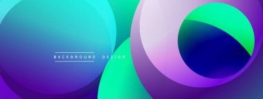 Üst üste binen dairesel şekillere sahip arka plan tasarımı, pürüzsüz gradyanlar ve yumuşak ışıklandırma efektleri, dinamik soyut bir kompozisyon oluşturur