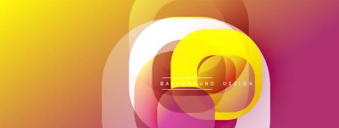 Çembersel soyut tasarım üst üste binen yarı saydam daireler ve yuvarlak şekiller, harmanlanan eğriler ve düzgün eğriler, derinlik, karşıtlık ve dinamik görsel efekt oluşturur.