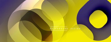 Çembersel soyut tasarım üst üste binen yarı saydam daireler ve yuvarlak şekiller, harmanlanan eğriler ve düzgün eğriler, derinlik, karşıtlık ve dinamik görsel efekt oluşturur.