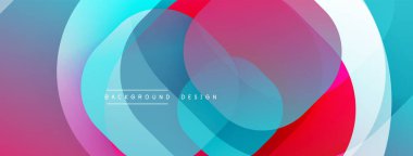 Çembersel soyut tasarım üst üste binen yarı saydam daireler ve yuvarlak şekiller, harmanlanan eğriler ve düzgün eğriler, derinlik, karşıtlık ve dinamik görsel efekt oluşturur.