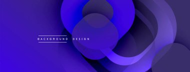 Çembersel soyut tasarım üst üste binen yarı saydam daireler ve yuvarlak şekiller, harmanlanan eğriler ve düzgün eğriler, derinlik, karşıtlık ve dinamik görsel efekt oluşturur.