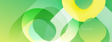 Çembersel soyut tasarım üst üste binen yarı saydam daireler ve yuvarlak şekiller, harmanlanan eğriler ve düzgün eğriler, derinlik, karşıtlık ve dinamik görsel efekt oluşturur.