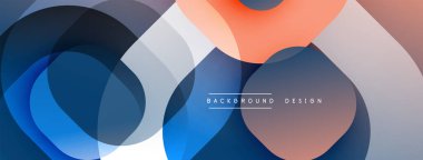 Çembersel soyut tasarım üst üste binen yarı saydam daireler ve yuvarlak şekiller, harmanlanan eğriler ve düzgün eğriler, derinlik, karşıtlık ve dinamik görsel efekt oluşturur.