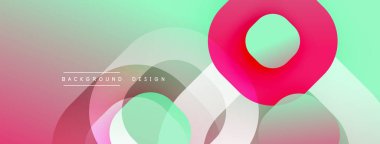 Çembersel soyut tasarım üst üste binen yarı saydam daireler ve yuvarlak şekiller, harmanlanan eğriler ve düzgün eğriler, derinlik, karşıtlık ve dinamik görsel efekt oluşturur.