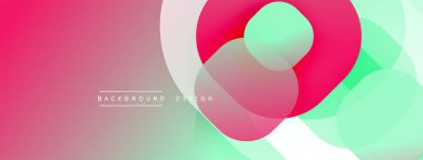 Çembersel soyut tasarım üst üste binen yarı saydam daireler ve yuvarlak şekiller, harmanlanan eğriler ve düzgün eğriler, derinlik, karşıtlık ve dinamik görsel efekt oluşturur.