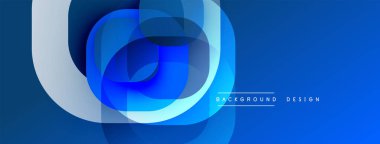 Çembersel soyut tasarım üst üste binen yarı saydam daireler ve yuvarlak şekiller, harmanlanan eğriler ve düzgün eğriler, derinlik, karşıtlık ve dinamik görsel efekt oluşturur.