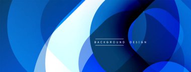 Çembersel soyut tasarım üst üste binen yarı saydam daireler ve yuvarlak şekiller, harmanlanan eğriler ve düzgün eğriler, derinlik, karşıtlık ve dinamik görsel efekt oluşturur.