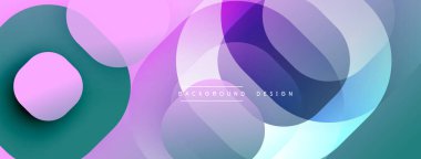 Çembersel soyut tasarım üst üste binen yarı saydam daireler ve yuvarlak şekiller, harmanlanan eğriler ve düzgün eğriler, derinlik, karşıtlık ve dinamik görsel efekt oluşturur.