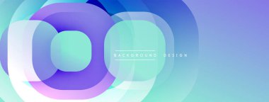 Çembersel soyut tasarım üst üste binen yarı saydam daireler ve yuvarlak şekiller, harmanlanan eğriler ve düzgün eğriler, derinlik, karşıtlık ve dinamik görsel efekt oluşturur.