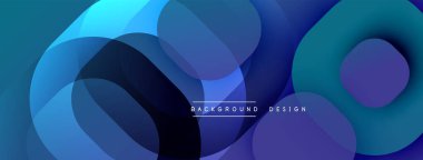 Çembersel soyut tasarım üst üste binen yarı saydam daireler ve yuvarlak şekiller, harmanlanan eğriler ve düzgün eğriler, derinlik, karşıtlık ve dinamik görsel efekt oluşturur.