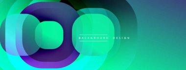 Çembersel soyut tasarım üst üste binen yarı saydam daireler ve yuvarlak şekiller, harmanlanan eğriler ve düzgün eğriler, derinlik, karşıtlık ve dinamik görsel efekt oluşturur.