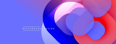 Çembersel soyut tasarım üst üste binen yarı saydam daireler ve yuvarlak şekiller, harmanlanan eğriler ve düzgün eğriler, derinlik, karşıtlık ve dinamik görsel efekt oluşturur.