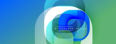 Çembersel soyut tasarım üst üste binen yarı saydam daireler ve yuvarlak şekiller, harmanlanan eğriler ve düzgün eğriler, derinlik, karşıtlık ve dinamik görsel efekt oluşturur.