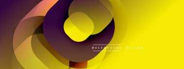 Çembersel soyut tasarım üst üste binen yarı saydam daireler ve yuvarlak şekiller, harmanlanan eğriler ve düzgün eğriler, derinlik, karşıtlık ve dinamik görsel efekt oluşturur.