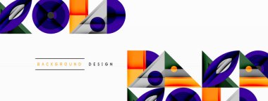 Keskin açılı dinamik geometrik bileşim, dairesel biçimler ve eğim renkleri