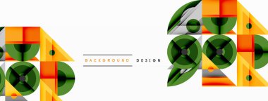 Keskin açılı dinamik geometrik bileşim, dairesel biçimler ve eğim renkleri