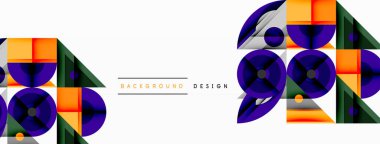 Keskin açılı dinamik geometrik bileşim, dairesel biçimler ve eğim renkleri