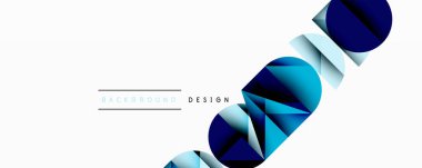 Katmanlı gradyan şekilli soyut geometrik arkaplan dinamik desenler oluşturuyor. Üst üste binen yarı daireler ve üçgenler derinlik ve karşıtlık yaratır