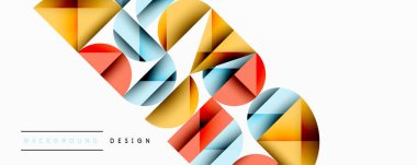 Çemberler ve üçgenlerin kesiştiği soyut geometrik desen. Yüksek kontrastlı kompozisyon derinlik yaratır ve dinamik, modern estetik