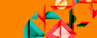 Minimum geometrik soyut arkaplan. Çember kare ve üçgen tasarımı