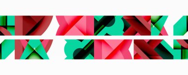 Daireler, yarı daireler, kareler ve yuvarlak üçgenler. Duvar kağıdı, afiş, arkaplan, kart, kitap illüstrasyonu, iniş sayfası için geometrik mozaik mozaik desen soyut arkaplan