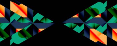 Daireler, yarı daireler, kareler ve yuvarlak üçgenler. Duvar kağıdı, afiş, arkaplan, kart, kitap illüstrasyonu, iniş sayfası için geometrik mozaik mozaik desen soyut arkaplan