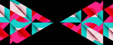 Birbirine kenetlenmiş dairesel ve açısal şekillerle soyut geometrik bileşim, pürüzsüz gradyanlar ve beyaz arkaplan üzerinde keskin karşıtlıklar