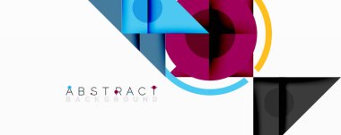 Kesişen üçgenler, daireler ve gradyanlarla soyut geometrik bileşim, derinlik ve kontrastla dinamik bir katman oluşturur.