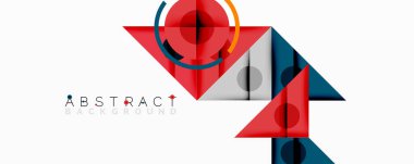 Katmanlı üçgenler, daireler ve gradyanlarla birlikte geometrik soyut tasarım, keskin zıtlıklar ve derinlikle yapılandırılmış bir model oluşturur.