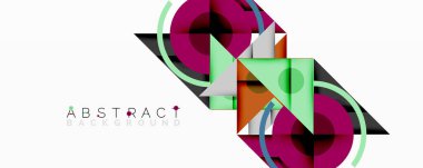 Katmanlı üçgenler, daireler ve gradyanlarla birlikte geometrik soyut tasarım, keskin zıtlıklar ve derinlikle yapılandırılmış bir model oluşturur.