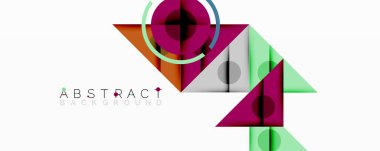 Katmanlı üçgenler, daireler ve gradyanlarla birlikte geometrik soyut tasarım, keskin zıtlıklar ve derinlikle yapılandırılmış bir model oluşturur.