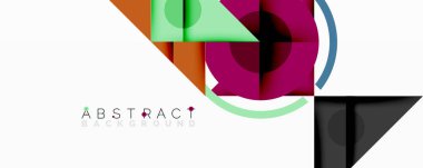 Katmanlı üçgenler, daireler ve gradyanlarla birlikte geometrik soyut tasarım, keskin zıtlıklar ve derinlikle yapılandırılmış bir model oluşturur.