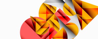 Katmanlı daireler ve açısal segmentlerle modern soyut kompozisyon gradyan, şeffaflık efektleri ve yapılandırılmış geometrik düzen içerir.