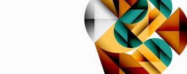 Katmanlı daireler ve açısal segmentlerle modern soyut kompozisyon gradyan, şeffaflık efektleri ve yapılandırılmış geometrik düzen içerir.