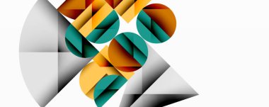 Katmanlı daireler ve açısal segmentlerle modern soyut kompozisyon gradyan, şeffaflık efektleri ve yapılandırılmış geometrik düzen içerir.