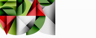 Üst üste binen daireler ve gradyanlarla soyut geometrik çizimler, daire kare üçgen şekilleri arka plan şekilleri keskin açısal kesikler, pürüzsüz gölgeleme ve yapılandırılmış katman bileşimi