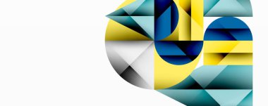 Katmanlı daireler ve açısal segmentlerle modern soyut kompozisyon gradyan, şeffaflık efektleri ve yapılandırılmış geometrik düzen içerir.