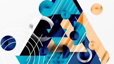 Modern geometrik arkaplan - düzgün eğimli ve yarı şeffaf üçgenler üst üste biniyor